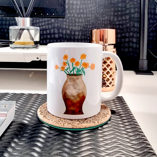 Orange Chrysanthemum Flowers 11oz Coffee Mug