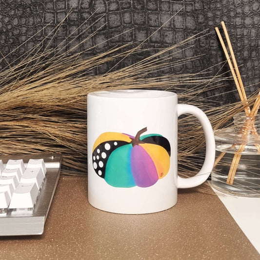 Colourful Retro Pumpkin 11oz Mug with Polka dots