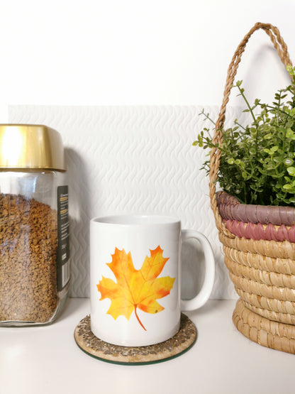 Autumn Maple Leaf 11oz Coffee Mug, Ceramic, White