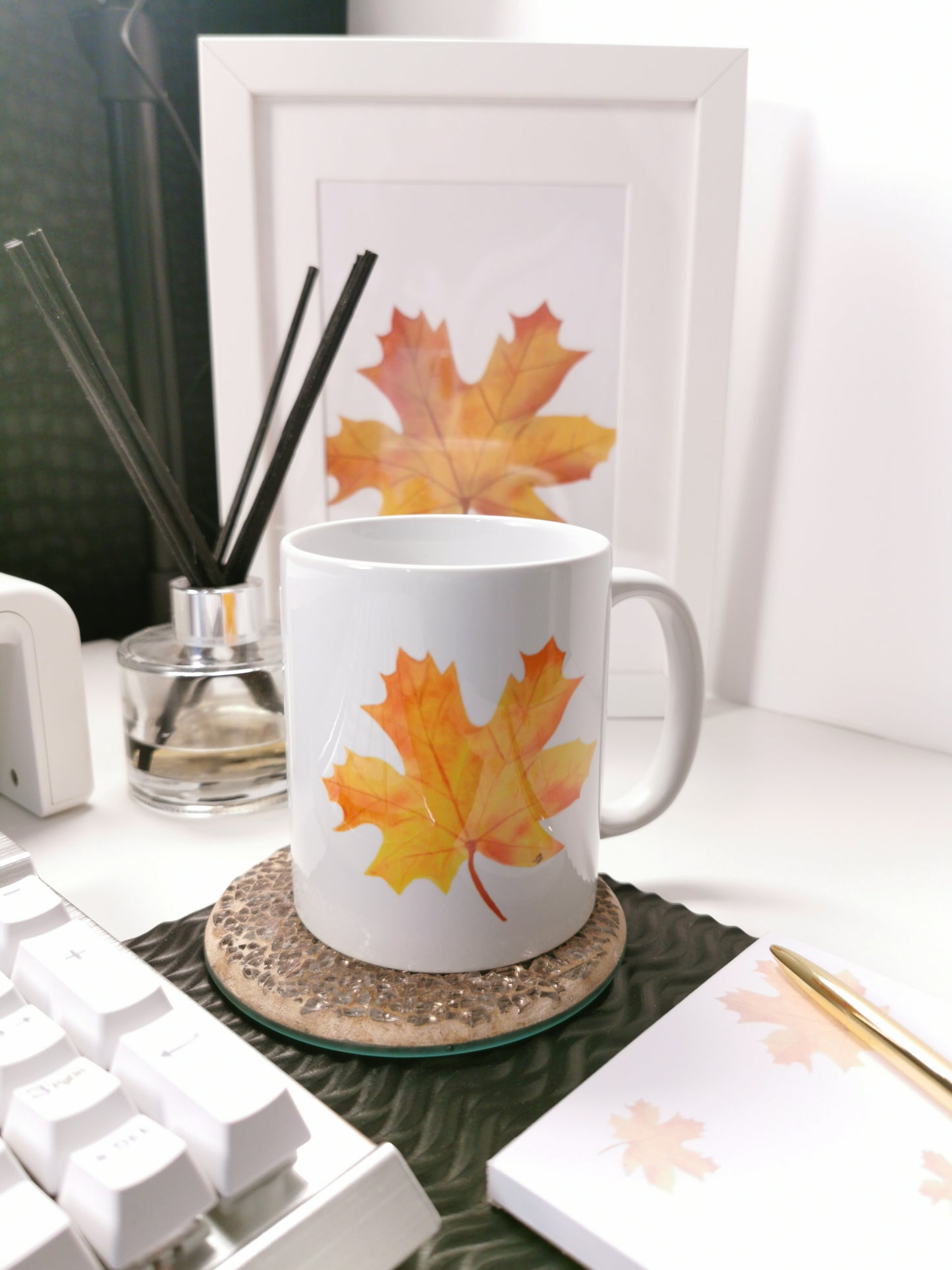 Autumn Maple Leaf 11oz Coffee Mug, Ceramic, White